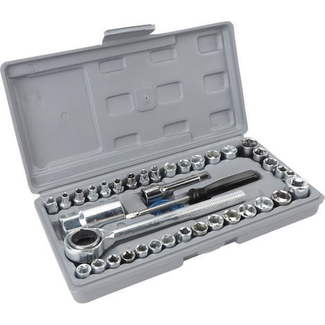 Convient aux coffrets de douilles impériales/métriques de 40 pièces, aux entraînements de 1/4 pouce et 3/8 pouce, et aux outils de garage universels. (1/5)