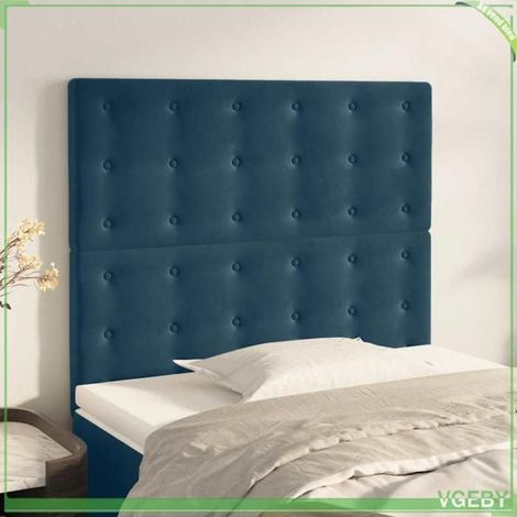 Tête de lit - Modèle 3116806 - Velours bleu foncé - 90 x 5 x 118/128 cm - Hauteur réglable (1/5)