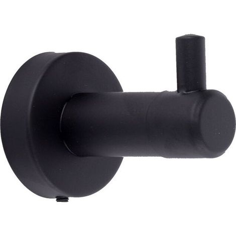 Patère salle de bain noire.Lot de 2 crochets salle de bain pour serviettes, peignoirs, chapeaux, exclusif haut de gamme.Accessoire salle de bain acier inox noir brossé mat.Résistant. (1/4)