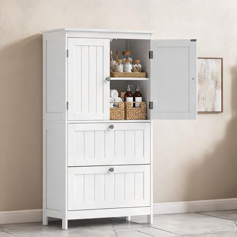 Armoire de rangement coloris blanc en MDF 60 x 30 x 110 cm (1/5)