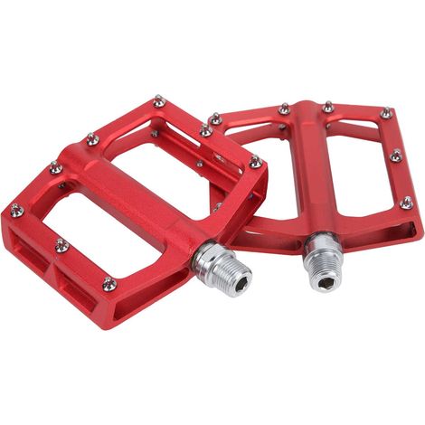 Set aus 2 leichten, flachen, roten, rutschfesten Mountainbike-Pedalen aus Aluminiumlegierung. (1/5)