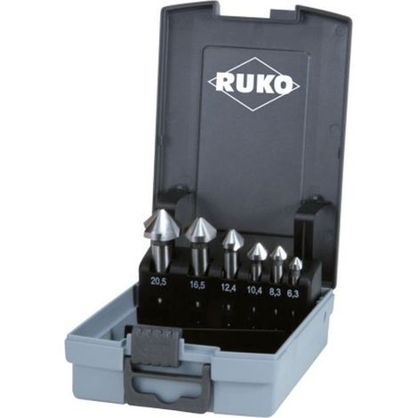 Set di svasatori e sbavatori RUKO, 6 pezzi, DIN 335 Forma C 90° HSS Ø 6,3 - 20,5 mm in valigetta di plastica - 102152RO (1/4)
