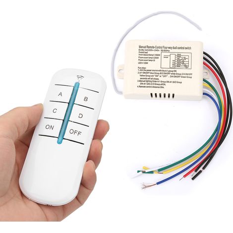 Interrupteur à distance sans fil numérique 220 V avec récepteur et émetteur pour éclairage mural, 4 positions marche/arrêt (1/5)