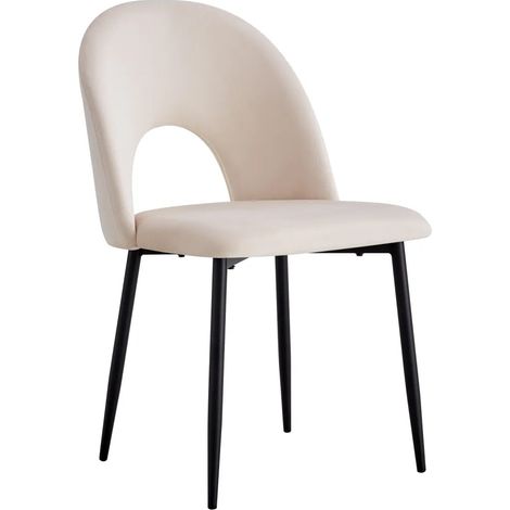Lot de 4 chaises TEDDY métal noir velours - Beige (1/5)