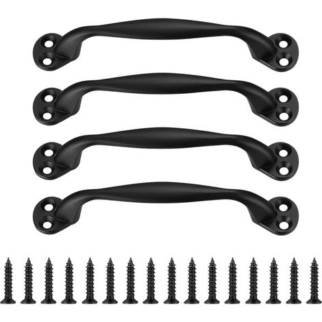 Set of 4 cabinet door handles - Furniture handles - Iron-shaped handles - For kitchen cabinets, wardrobes, doors, drawers, furniture - With screws - 129 mm (1/5)
