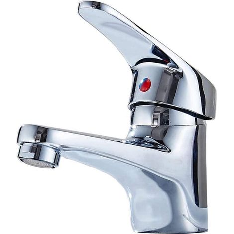 Mitigeur de lavabo chromé en laiton massif – Eau chaude et froide – Installation facile avec flexibles tressés – Design moderne et résistant aux rayures (1/3)