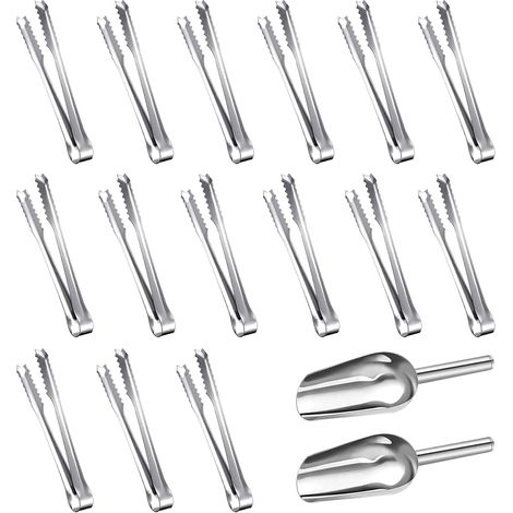 Pinces à Glaçons et Cuillères à Mesurer en Acier Inoxydable,Pince Bonbon,Pince a Sucre Glace,Inoxydable Pince,pinces de service pour mariage, cuisine, bar, buffet, dessert, thé glacé ou café (1/5)