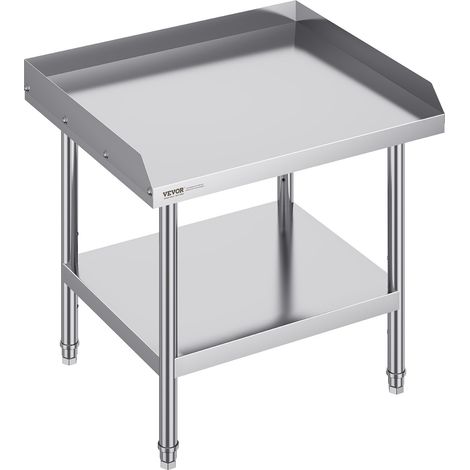 Table de Travail en Acier Inoxydable 71,1x61x66 cm, Table de Préparation des Aliments avec Dosseret à 3 Côtés, Hauteur Réglable, Meuble de Rangement, pour Cuisine Restaurant Bar Hôtel Maison (1/5)