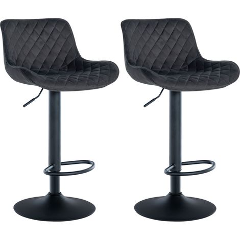 Lot de 2 Tabourets de bar Minosa réglables et pivotants Noir Velours (1/5)