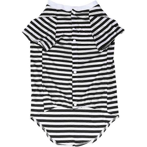 T-shirt rayé pour grand chien, gilet en coton respirant surdimensionné pour chiens moyens à grands (noir et blanc) - Taille L (1/4)
