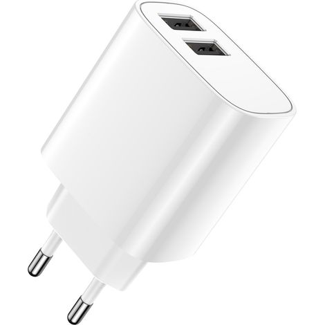 LS-03 12W Wandladegerät Handy-Ladegerät 2xUSB 2,4A mit zwei USB-Anschlüssen für Ihr Handy und Tablet Weiß (1/2)