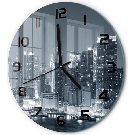 Horloge Murale Ronde Élégance Contemporaine Verre Trempé Silencieuse Manhattan, New York fi 30 cm (1/5)