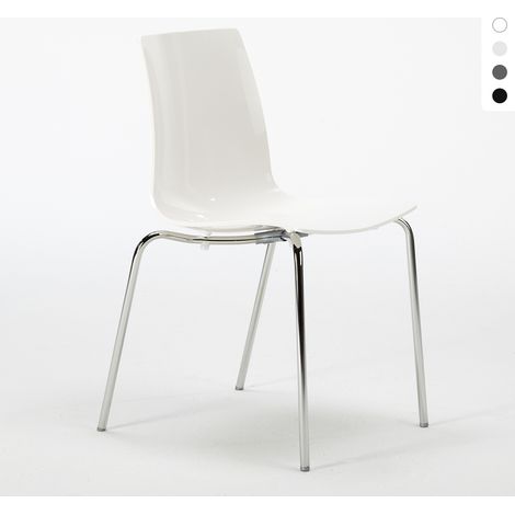 Sedie bar cucina gambe acciaio impilabile Lollipop Grand Soleil - Bianco (1/5)