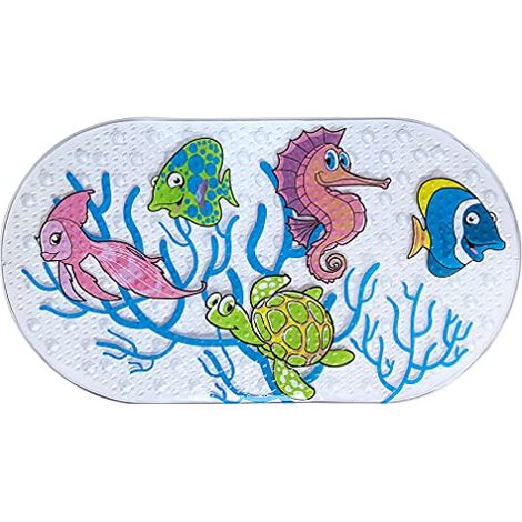 Tapis de Bain pour Tapis de Douche, 39 cm x 69 cm Tapis de Douche antidérapants avec ventouses, Tapis de Baignoire Lavable en Machine pour Salle de Bain (Underwater World) (1/4)