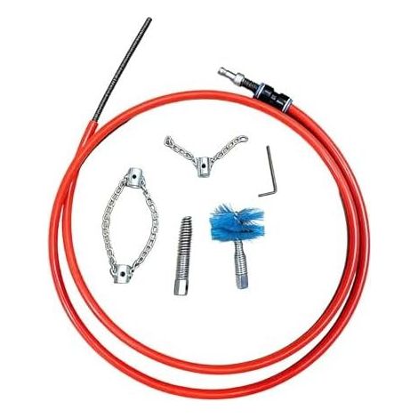 Abflussreinigungswerkzeug, Rohrreinigungszubehör, flexible Entkalkungskette aus Stahl mit Spritzschutzhülle, geeignet für 500 cm - (1/5)