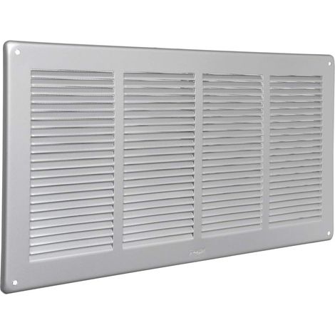 La Ventilazione GAL4424R Grille de ventilation rectangulaire en aluminium verni argent a superposer avec filet anti-insectes, dimensions 440 x 240 mm (1/5)