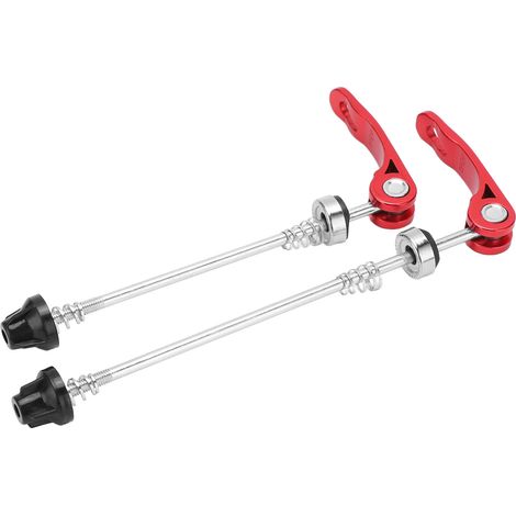 2 Pièces Levier de Libération Rapide pour Moyeu de Vélo 145mm Avant 185mm Arrière, Axe Rapide Résistant à l'Usure pour Roue de Bicycle Rouge (1/5)