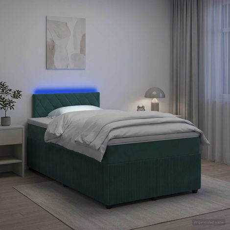 vidaXL Cama box spring con colchón Verde oscuro 120 x 190 cm (1/5)