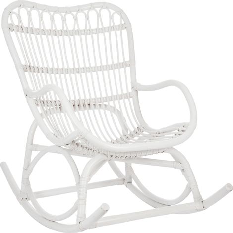 Fauteuil à basucle 110x70x97 cm en rotin blanc (1/5)