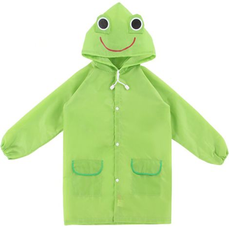 Imperméable pour enfants, modélisation animale, dessin animé coloré, respectueux de l'environnement, équipement de pluie pour étudiants, vert (1/5)