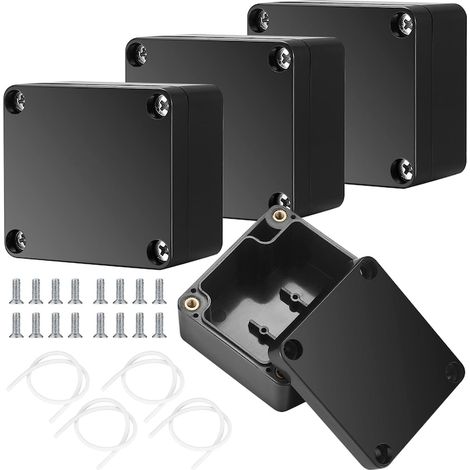 Boîte de dérivation étanche lot de 4, ABS anti-poussière et anti-UV, noir, 65x58x35mm, connecteur électrique robuste (1/5)