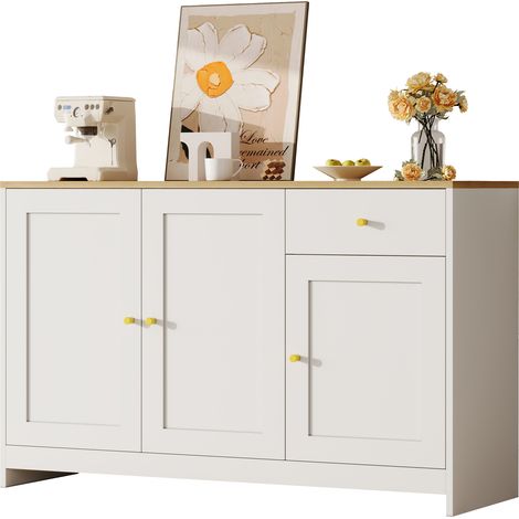Buffet et enfilade avec 3 Portes, 1 Tiroir et 3 Étagères Réglables pour Salon et Salle à Manger en MDF 120 × 40 × 75 cm