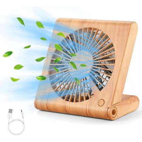 Ventilateur de Bureau, Mini USB Ventilateur Pliant Silencieux Ventilateur Portable Rechargeable Pour Table PC Maison Bureau Bibliothèque Voyage Avec 3 Vitesse Brun Clair (1/5)