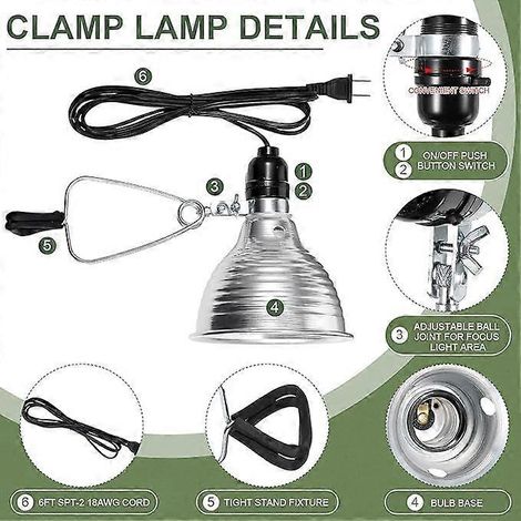 Abat-jour pour animaux de compagnie rampants, réflecteur en aluminium de 8,5 pouces pouvant supporter une lampe chauffante de 300 watts ( )
