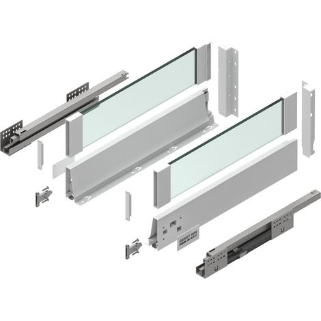 Cassetto Gamet BOX2, pannello in vetro, alto, bianco, 350 mm (1/5)