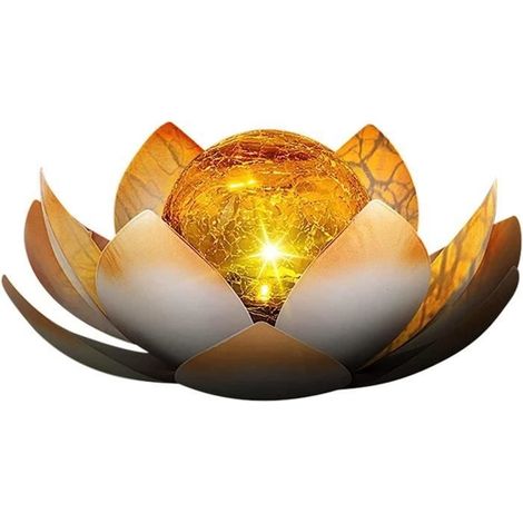 Lampe solaire fleur de lotus, lampe solaire d'extérieur, lampe LED étanche en verre fissuré [H1812]-AquaForge