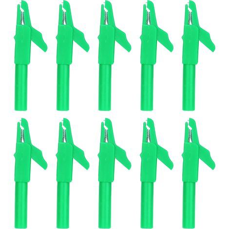 Lot de 10 pinces de sécurité isolées pour test électrique, douille banane 4mm, vert, pour voiture bateau camion. (1/5)