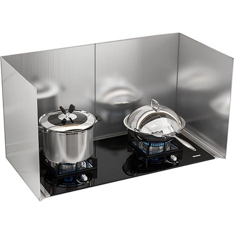 Plaque Anti Projection Cuisine - 1 Unité - Inox - Pliable 4 Volets - Protection Mur Cuisinière - 45x80x45cm (1/5)
