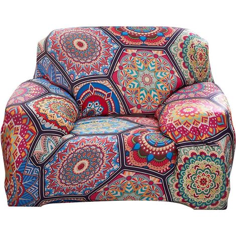 Tophances Housse de canapé 1 2 3 4 places en tissu élastique lavable durable résistant à la poussière, Tissu, A-bohème., 1 Seater (1/5)