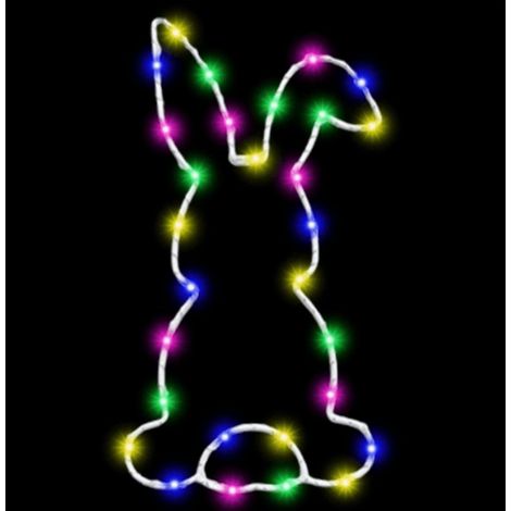 Luminaire De Fenêtre De Pâques - Lapin En Métal Avec LED Blanc Chaud - Étanche - Télécommande Et Minuterie - Pour Intérieur Et Extérieur - 1 Pièce