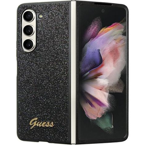 Guess GUHCZFD5HGGSHK F946 Z Fold5 schwarze/schwarze Hartschalen-Hülle mit Glitzerschrift (1/5)