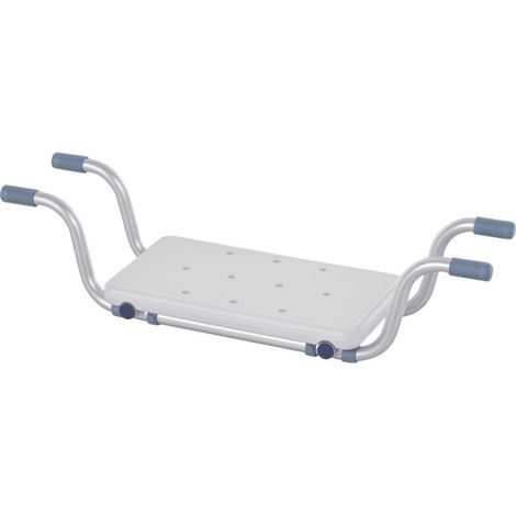 HOMCOM Siège de baignoire suspendu réglable blanc - Tabouret de salle de bain en aluminium et HDPE - Dim. 73-83L x 22l x 18H cm - Support de bain sécurisé, réglable, antidérapant. (1/5)