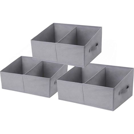 Set of 3 Foldable Open Storage Boxes, Fabric Storage Basket, Storage Crate with Reinforced Handle, Shelves, Closet for Clothes, Toys, Books, Home (Gray, Without Cover)