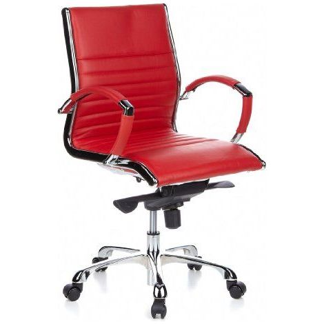 Siège de bureau / Fauteuil de direction PARMA 10, cuir rouge, chromé hjh OFFICE (1/5)