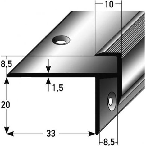 PROVISTON Laminat-Treppenkante Aluminium eloxiert Goldfarbig Breite 10 mm Höhe 8.5 mm Länge 1000 mm Gebohrt Treppenkantenprofil Treppenwinkel Winkelprofil Kombiwinkel 1 Stück