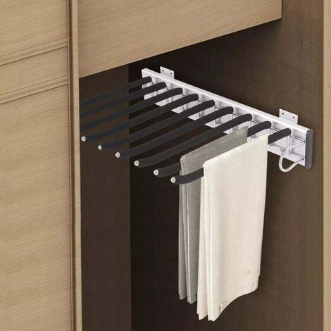 Cintre pantalon coulissant en acier inoxydable – 9 tiges extensibles antidérapantes – Dimensions 46 x 32.6 cm – Pour armoires ≥ 48 cm de profondeur (1/5)