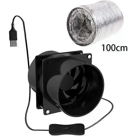 Ventilateur d'extraction haute vitesse avec conduit de 1 m - Ventilateur durable pour la maison, la salle de bain, le garage et l'atelier (1/4)