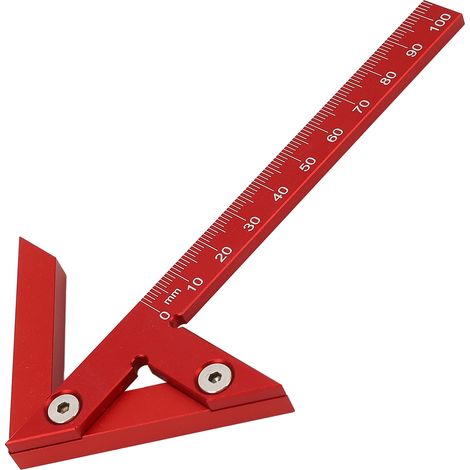 105 mm Messlineal aus Aluminiumlegierung (45°/90°), Anreißwerkzeug für Holzbearbeitung, Winkellehre, Präzisionswinkel (1/5)