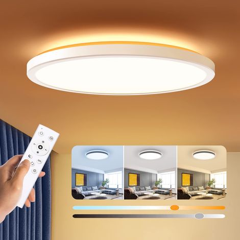 Plafonnier LED Dimmable, 24W 3000K-6500K Plafonnier Salle de Bain avec Télécommande, IP44,Applicable à Salle de Bain, Chambre, Cuisine, Salon, Balcon (1/5)
