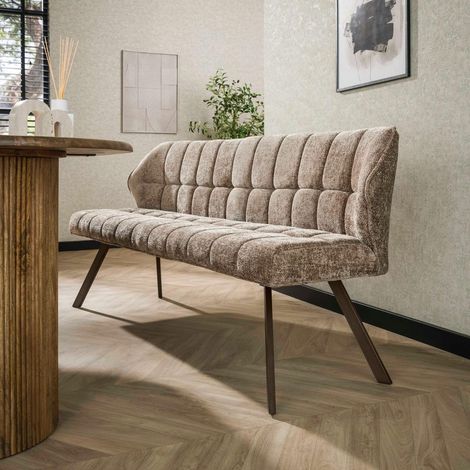Banc de table brun chaud pieds bronze 180 cm MELBOURNE (1/3)