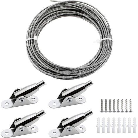 Câble en acier inoxydable 2mm x 10m – Revêtement PVC transparent – Charge max 30kg – Pour suspendre vêtements, rideaux, cadres photo (1/5)