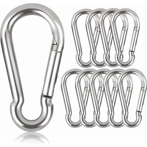 Lot de 10 mousquetons porte-clés, 80 mm x φ8 mm, charge maximale : 250 kg (1/4)