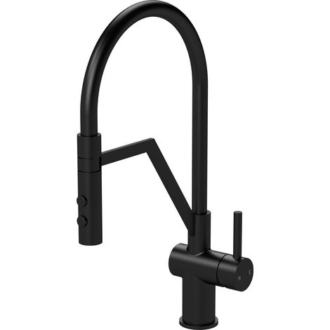 Balterley Haughton Kitchen Mono Mixer Tap with Single Lever Handle, High Curved Swivel Spout - Matt Black Finish (1/5)