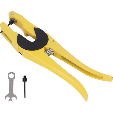 Pince à Boucles d'Oreille en Fer Galvanisé Jaune pour Porcs, Bovins et Ovins - Applicateur de Boucles pour Bétail
