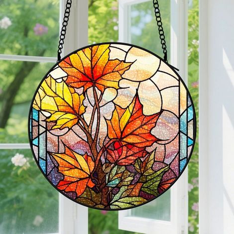 Suspension en vitrail - Attrape-soleil élégant unique coloré, décoration fenêtre jardin, cadeau Anniversaire pour femme, homme, épouse 12,5 cm (1/5)