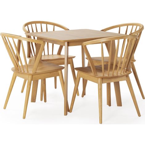 Juego de mesa 80x80 cm y 4 sillas de comedor Mura color Roble (1/5)